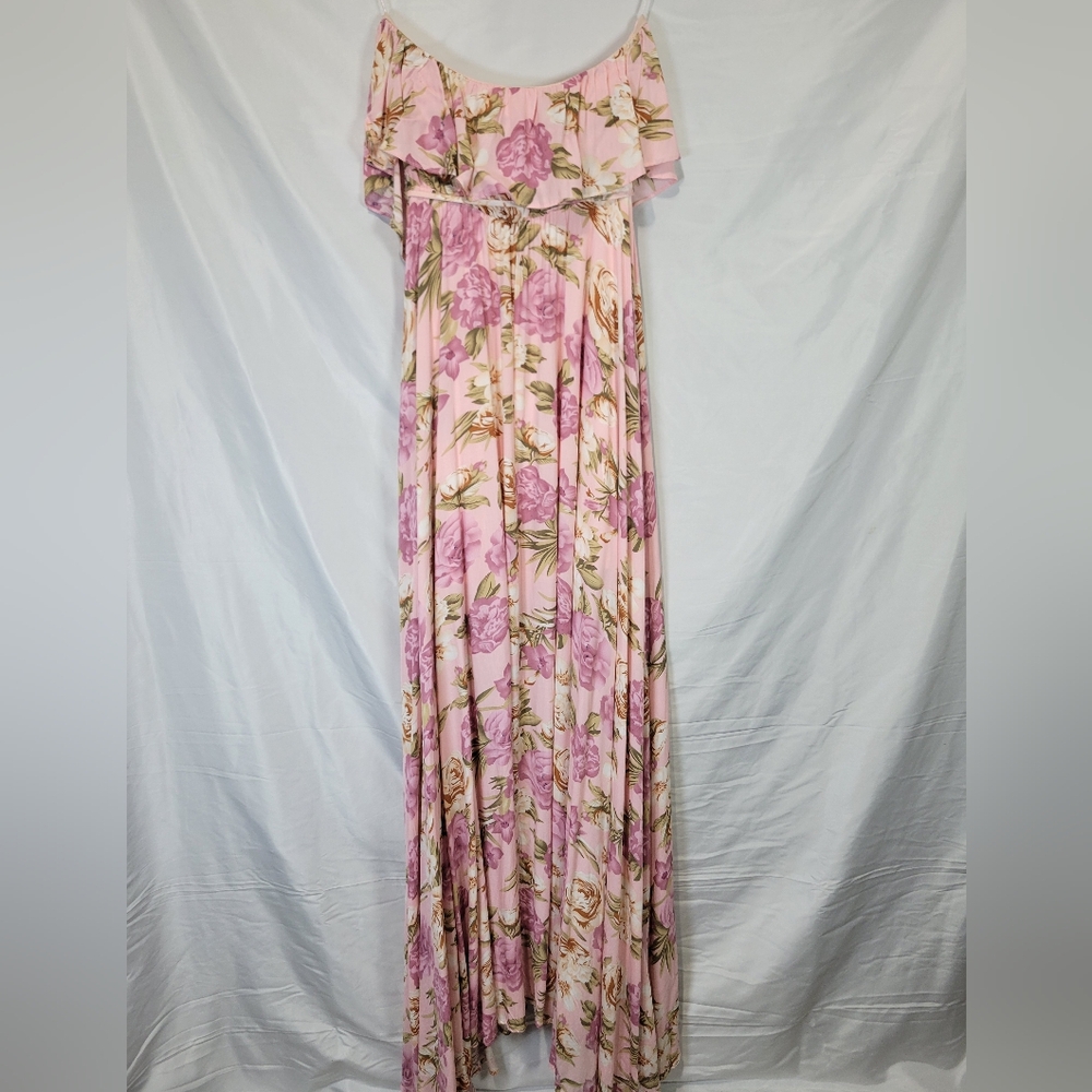 Pinkblush Floral Strapless Ruffle Chic Flowergarden FeminineMaxi Dress - Picture 14 of 15